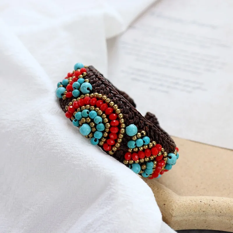 Handmade Bohemian Ethnic Style Bracelet Woven Natural Stone Retro Personalized Tibetan Bracelet Accessories