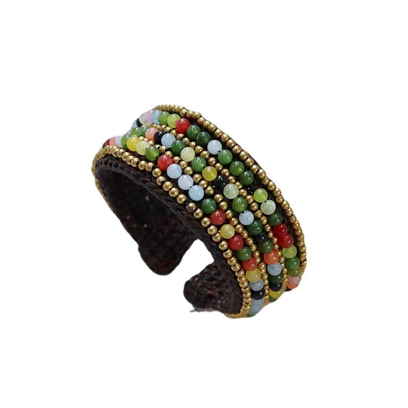 Handmade Bohemian Ethnic Style Bracelet Woven Natural Stone Retro Personalized Tibetan Bracelet Accessories