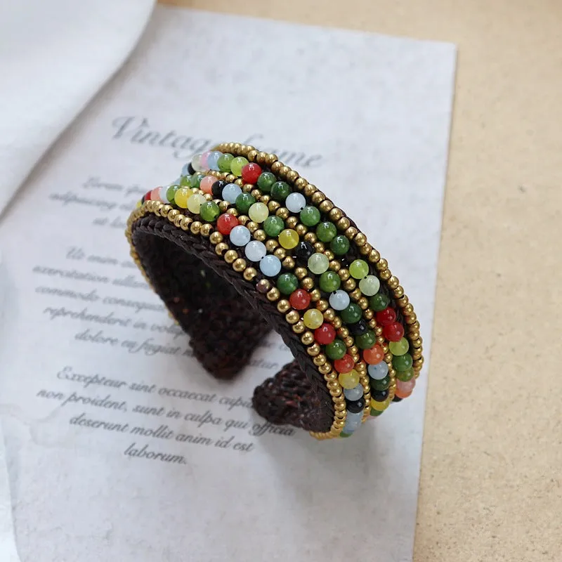 Handmade Bohemian Ethnic Style Bracelet Woven Natural Stone Retro Personalized Tibetan Bracelet Accessories