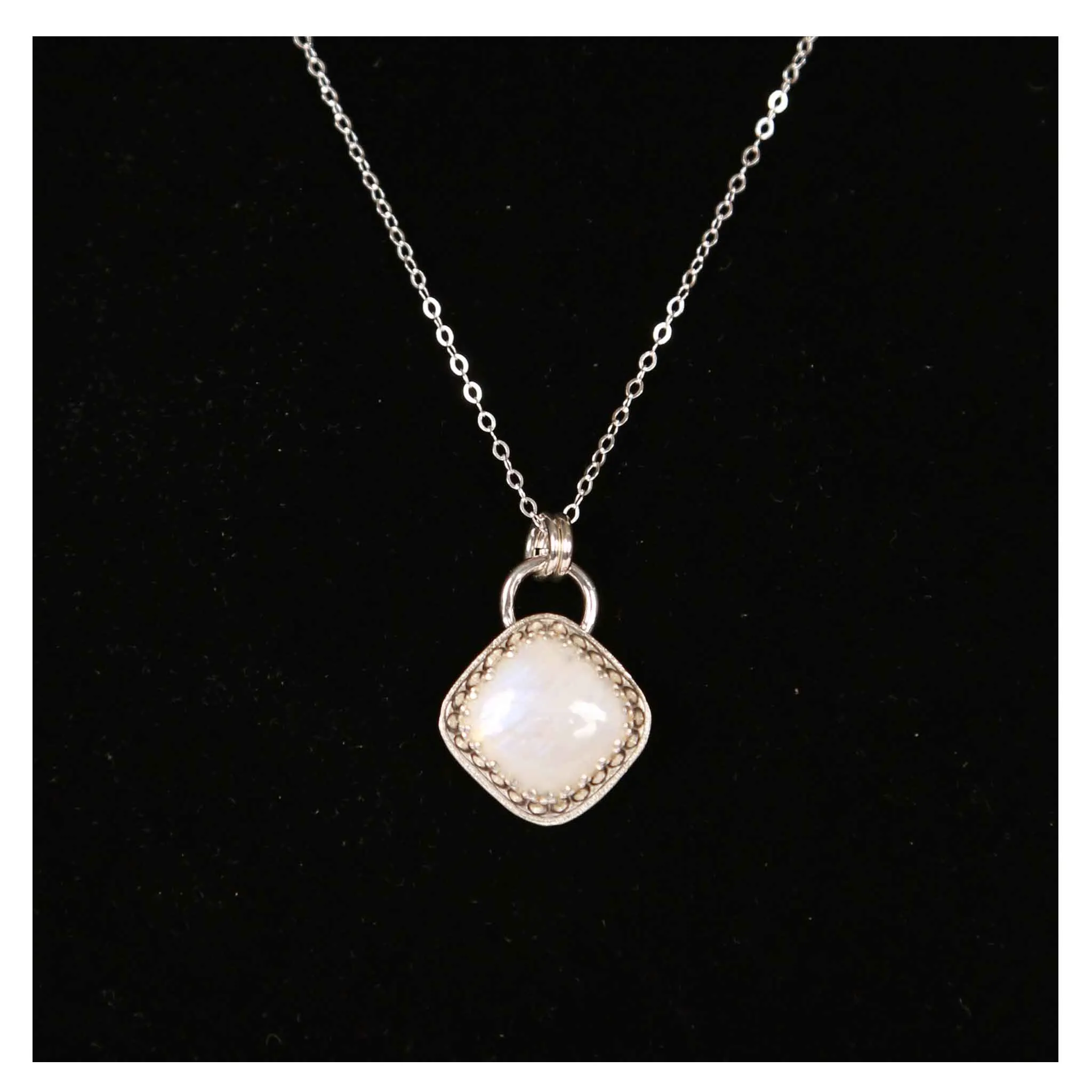 HMC Rainbow Moonstone Diamond Pendant