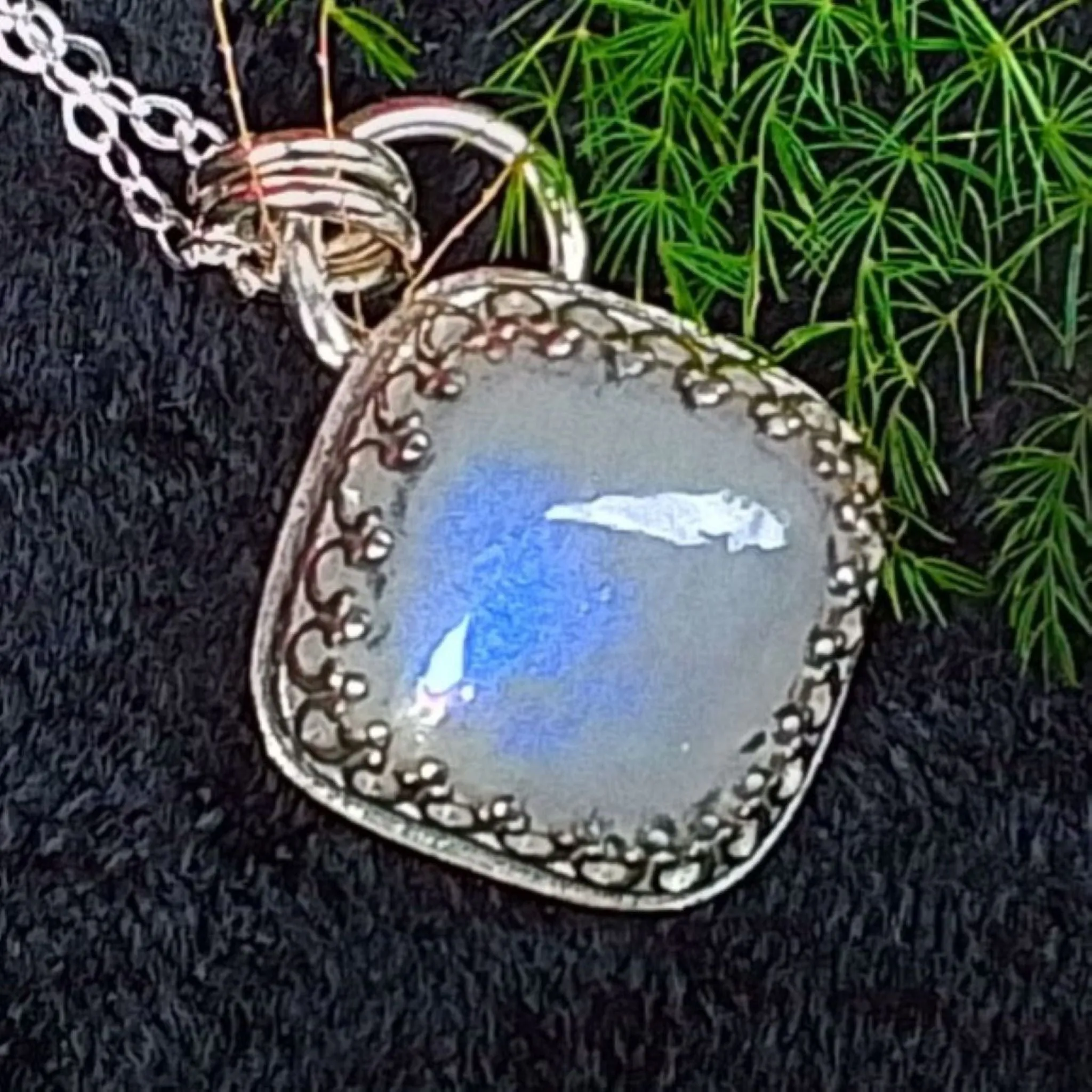 HMC Rainbow Moonstone Diamond Pendant