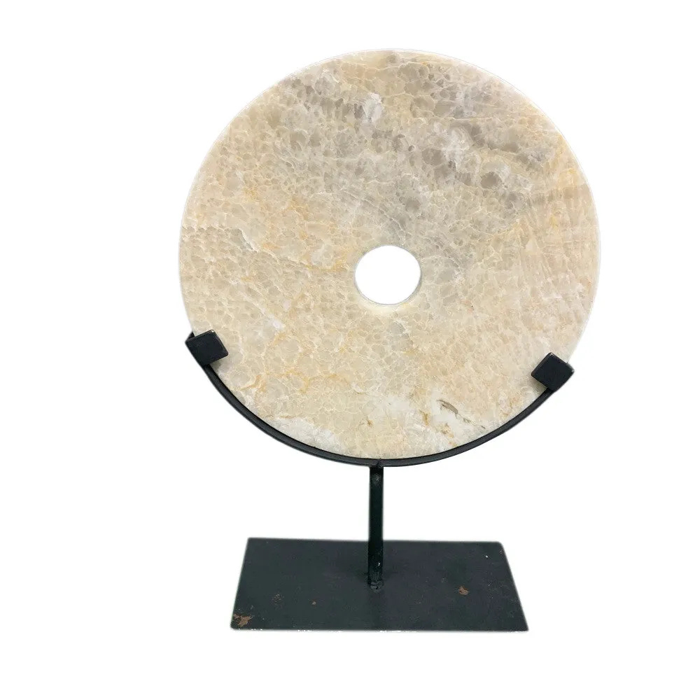 Honey Onyx Disc On Metal Stand