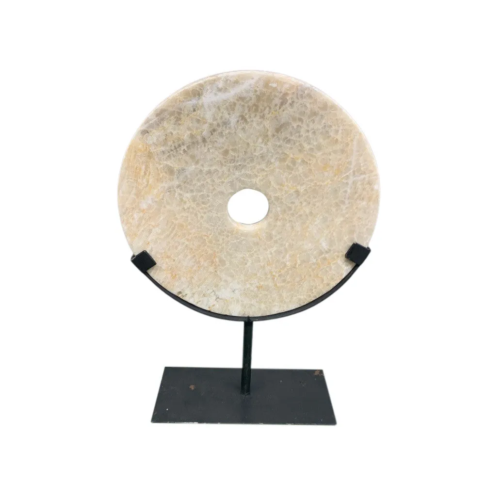 Honey Onyx Disc On Metal Stand