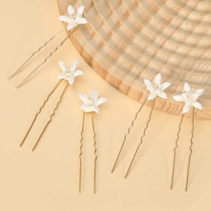 IG Style Women'S Flower Alloy Plastic Ceramics Handmade Hairpin