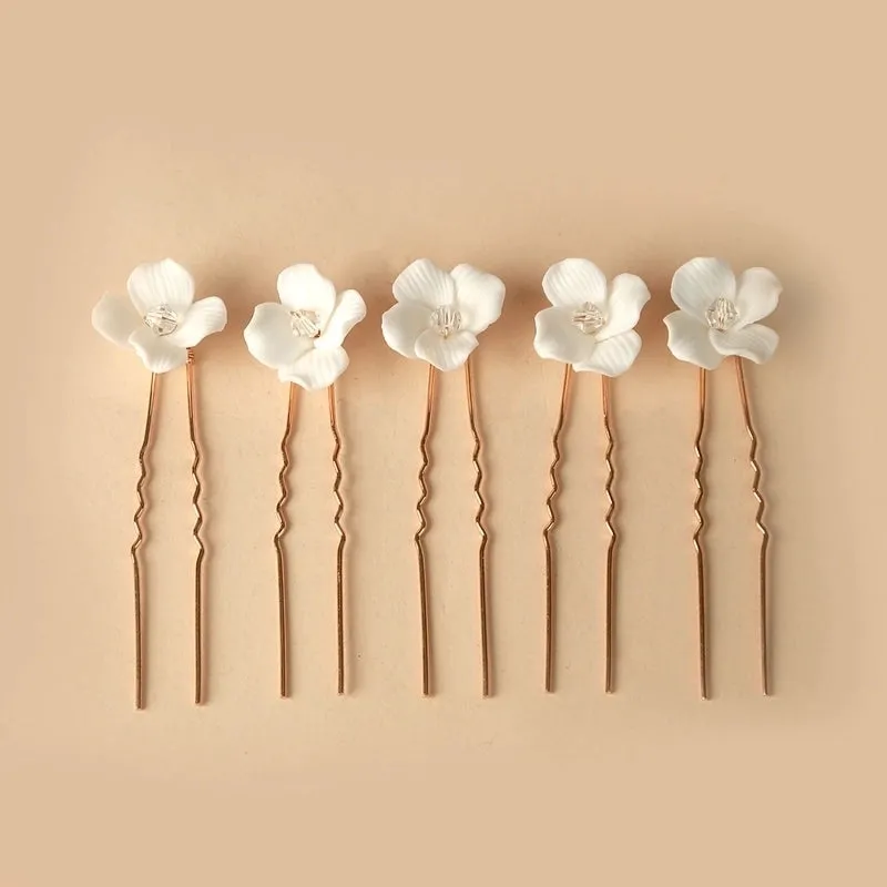 IG Style Women'S Flower Alloy Plastic Ceramics Handmade Hairpin