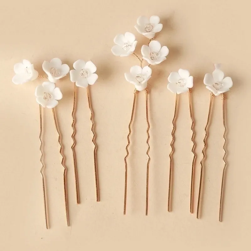 IG Style Women'S Flower Alloy Plastic Ceramics Handmade Hairpin