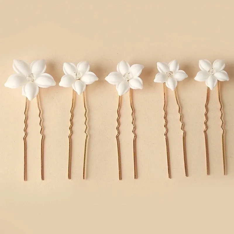 IG Style Women'S Flower Alloy Plastic Ceramics Handmade Hairpin