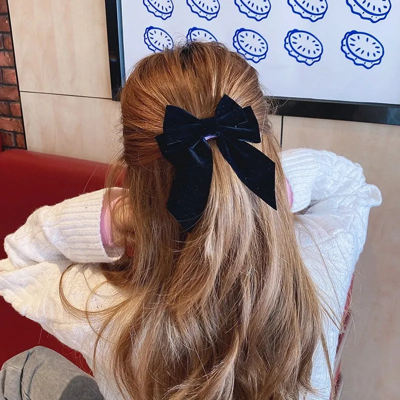 Internet Celebrity Velvet Bow Hairpin  Children's Back Hairpin Side Clip Girls' Hair Accessories Parent-child Head Accessories