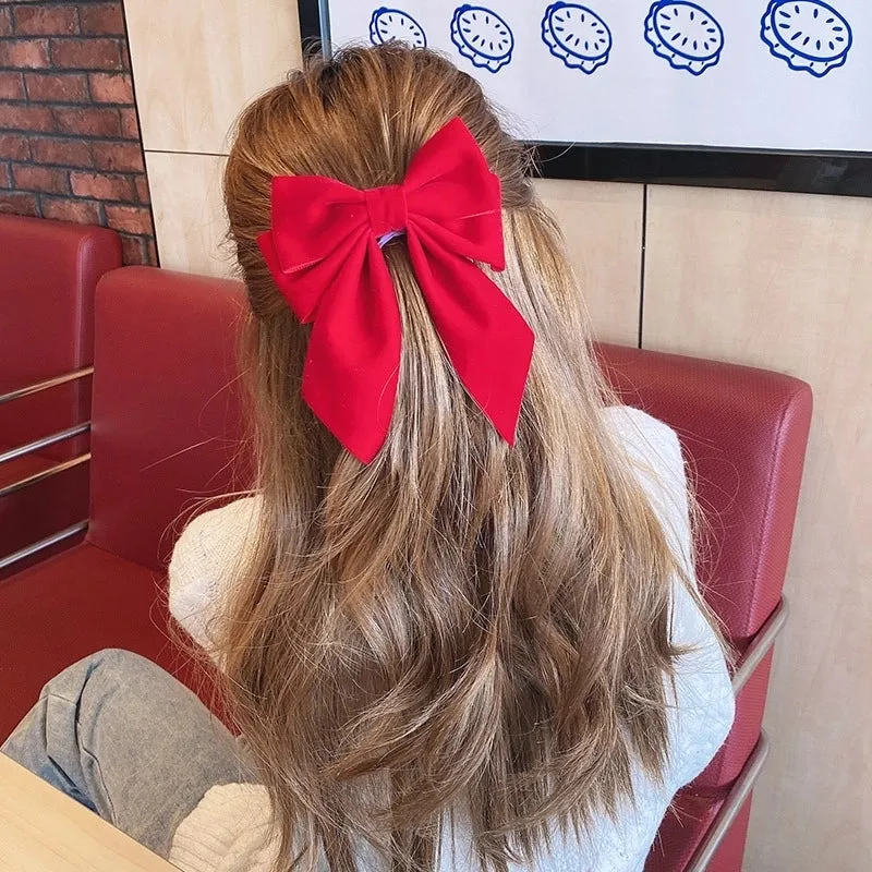 Internet Celebrity Velvet Bow Hairpin  Children's Back Hairpin Side Clip Girls' Hair Accessories Parent-child Head Accessories