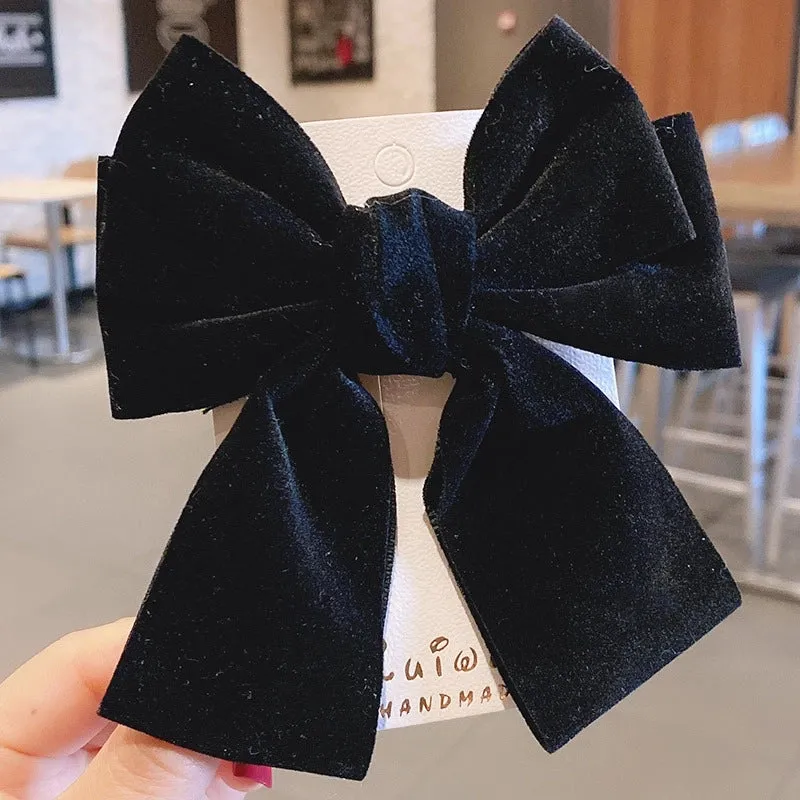 Internet Celebrity Velvet Bow Hairpin  Children's Back Hairpin Side Clip Girls' Hair Accessories Parent-child Head Accessories