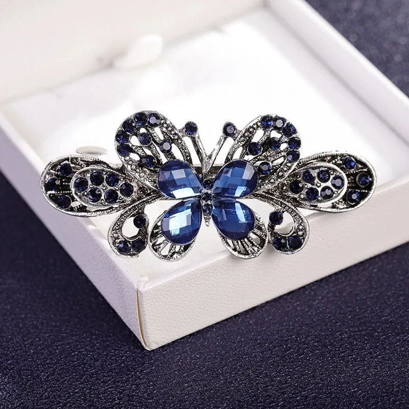 Korean Version Of Hairpin Hairpin Antique Rhinestone Spring Clip Ladies Side Clip Ponytail Clip Top Clip Hairpin Manufacturers Wholesale