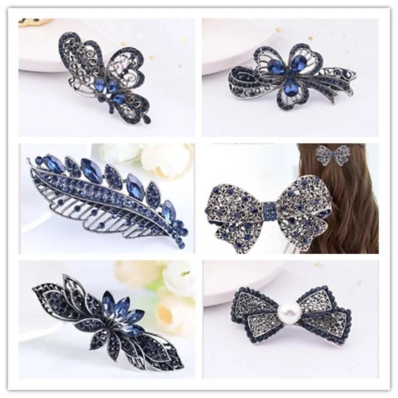 Korean Version Of Hairpin Hairpin Antique Rhinestone Spring Clip Ladies Side Clip Ponytail Clip Top Clip Hairpin Manufacturers Wholesale