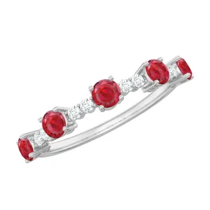 Lab Grown Ruby and Diamond Half Eternity Ring