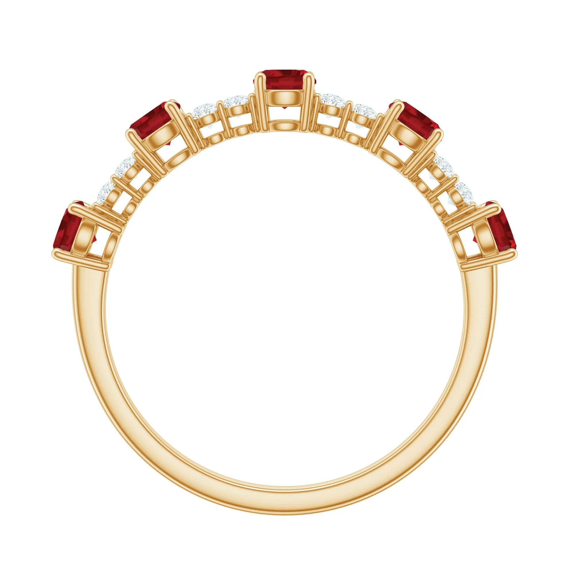 Lab Grown Ruby and Diamond Half Eternity Ring