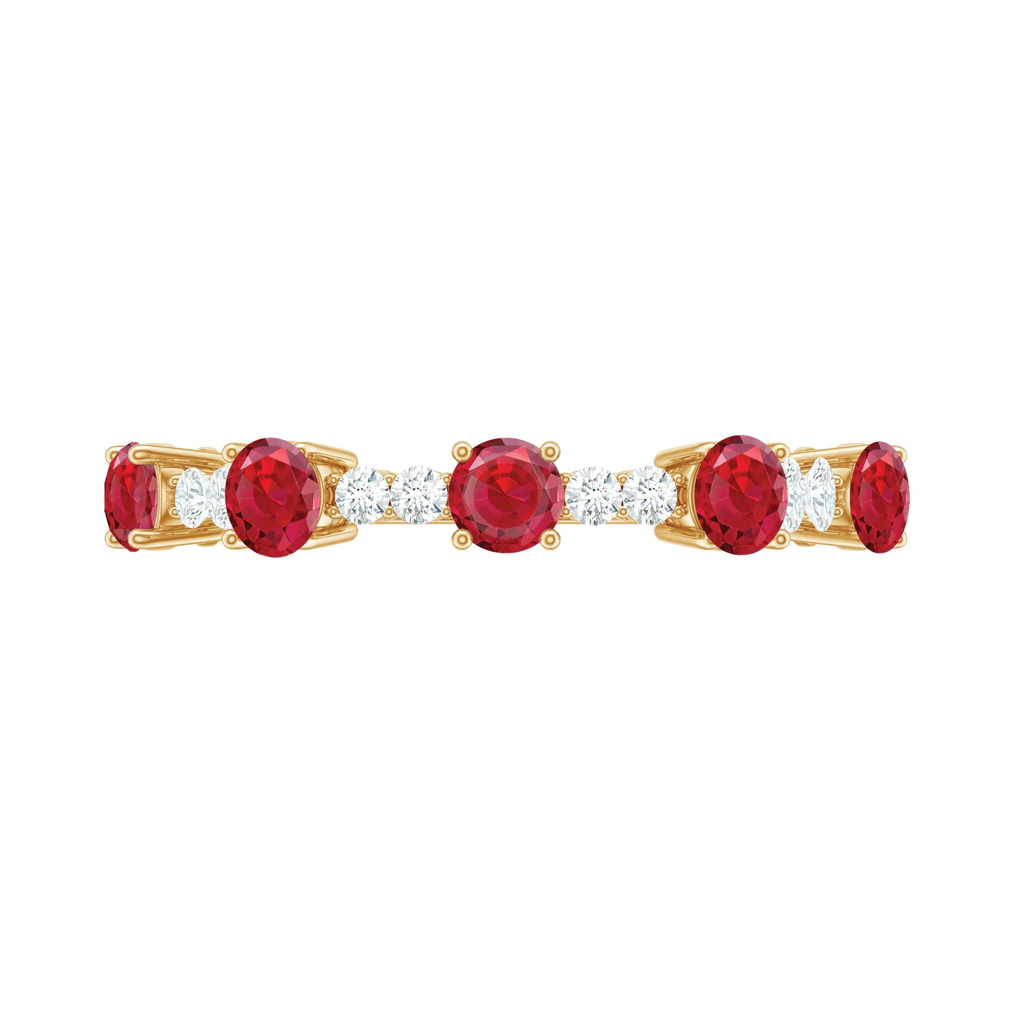 Lab Grown Ruby and Diamond Half Eternity Ring