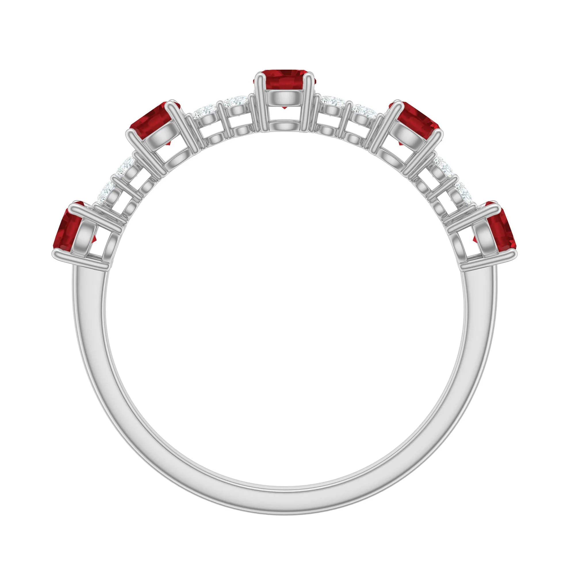 Lab Grown Ruby and Diamond Half Eternity Ring