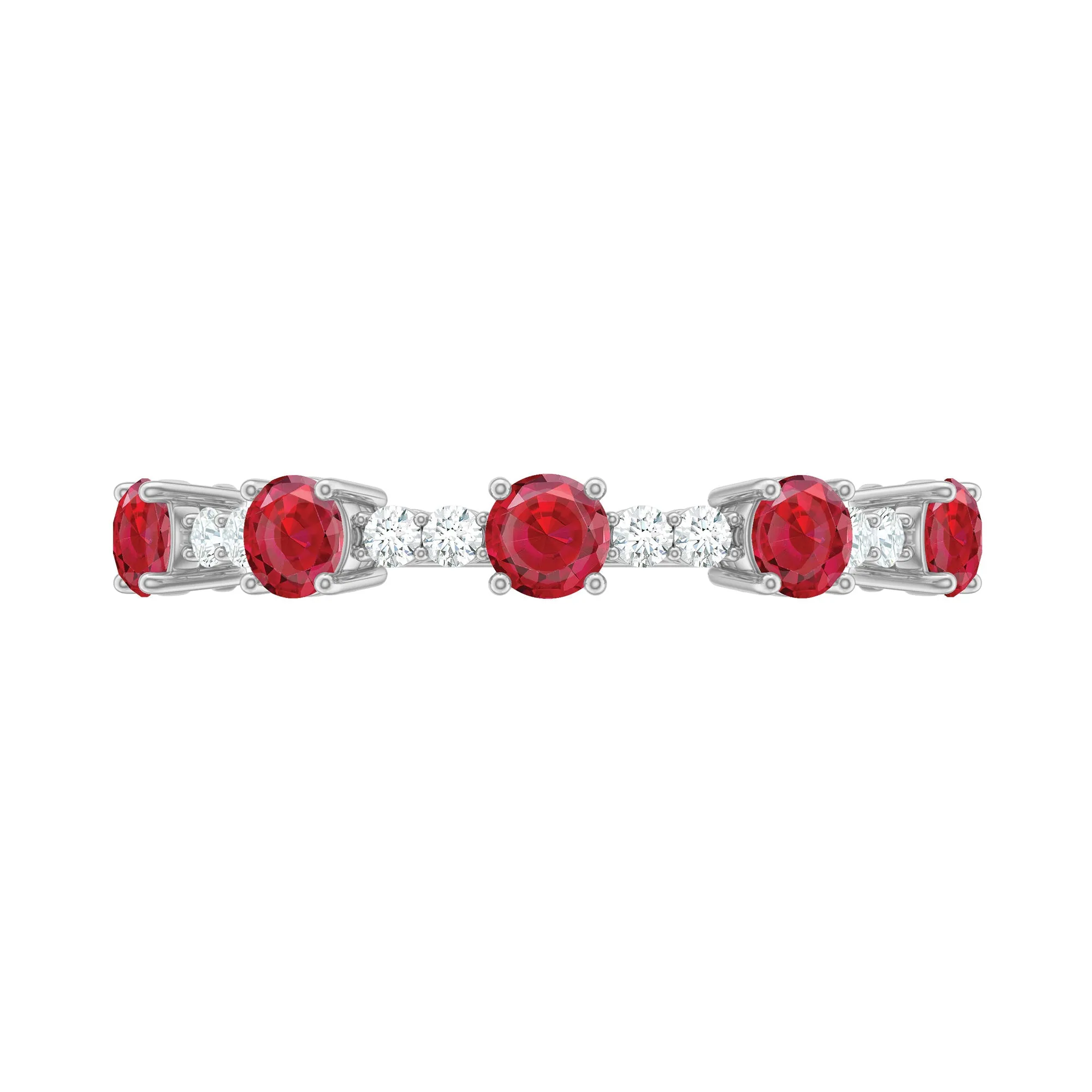 Lab Grown Ruby and Diamond Half Eternity Ring