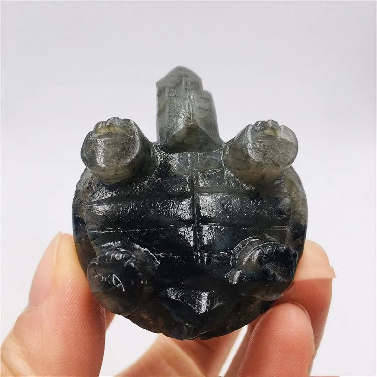 Labradorite Moonstone Carved Longevity Turtle Ornaments