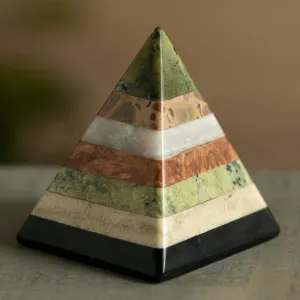 Layered Gemstone Pyramid Sculpture from Peru - Spirit Pyramid | NOVICA