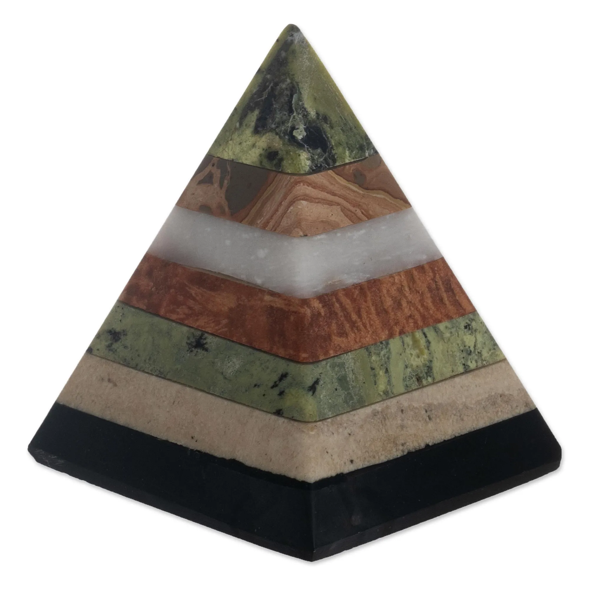 Layered Gemstone Pyramid Sculpture from Peru - Spirit Pyramid | NOVICA