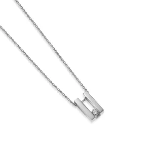 Lines Small Solitaire Diamond Pendant Necklace