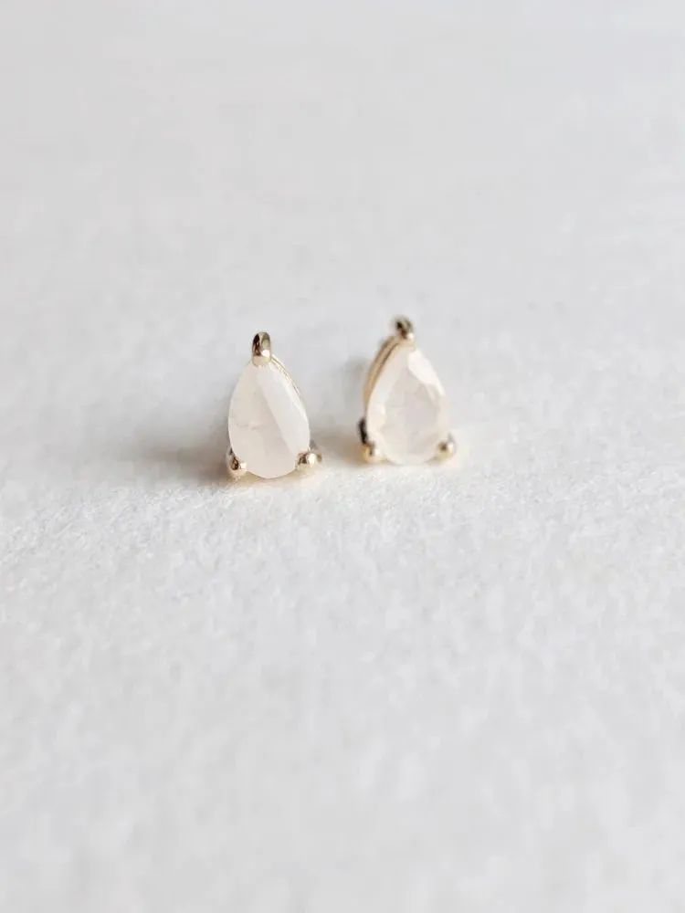 Little Gold Moonstone Pear Studs