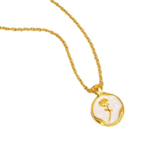 Mallory 18K Gold Rose Coin Pendant Necklace