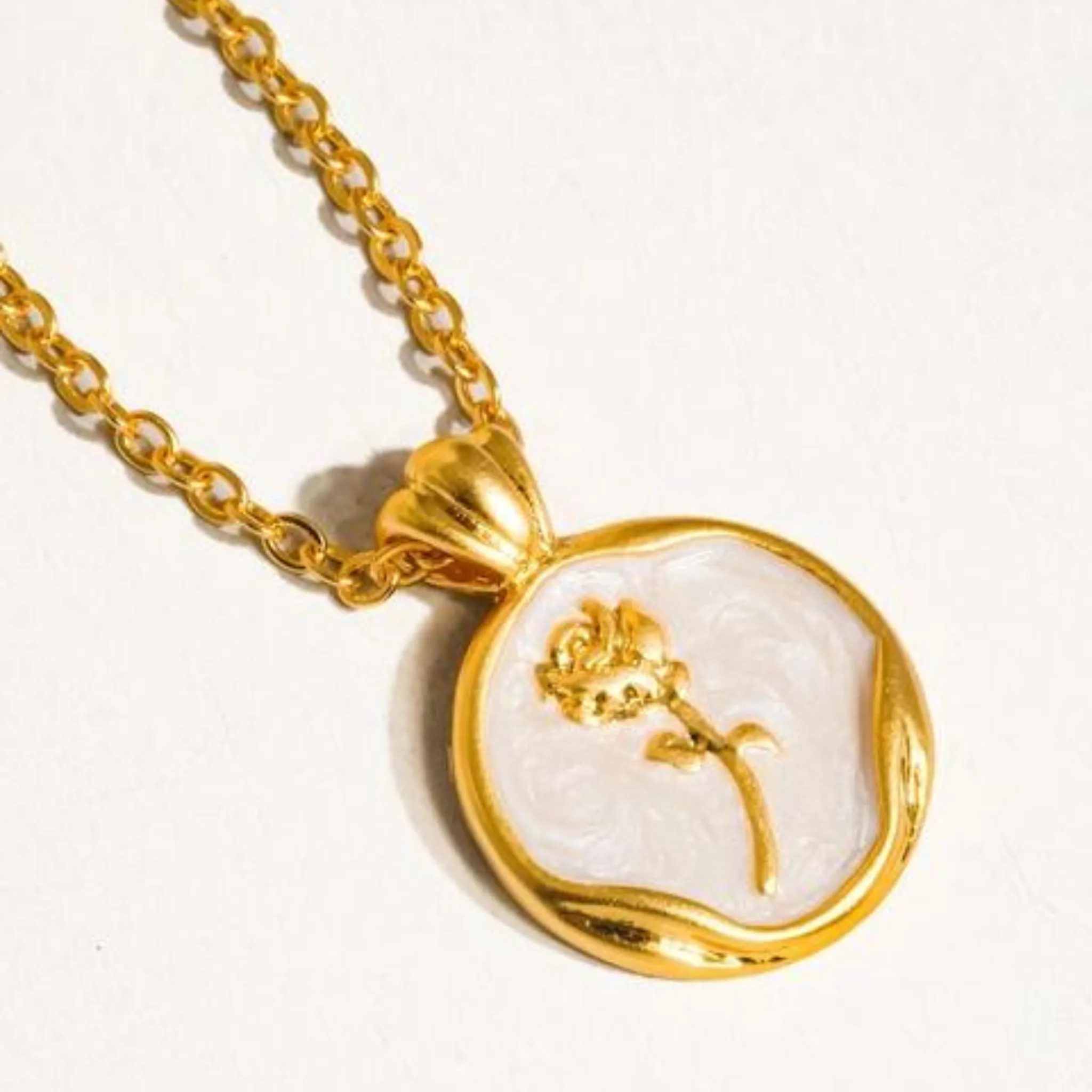 Mallory 18K Gold Rose Coin Pendant Necklace