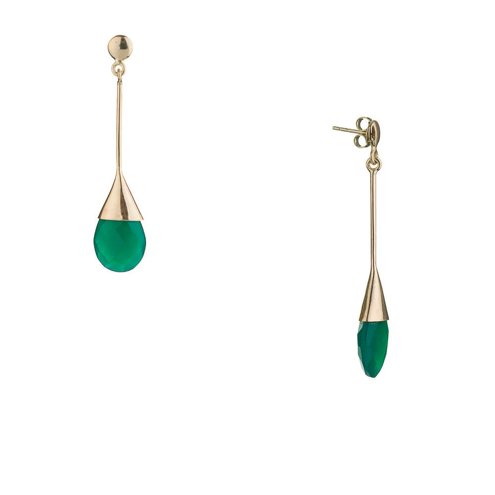 Marina Green Onyx Earrings, Gold Vermeil