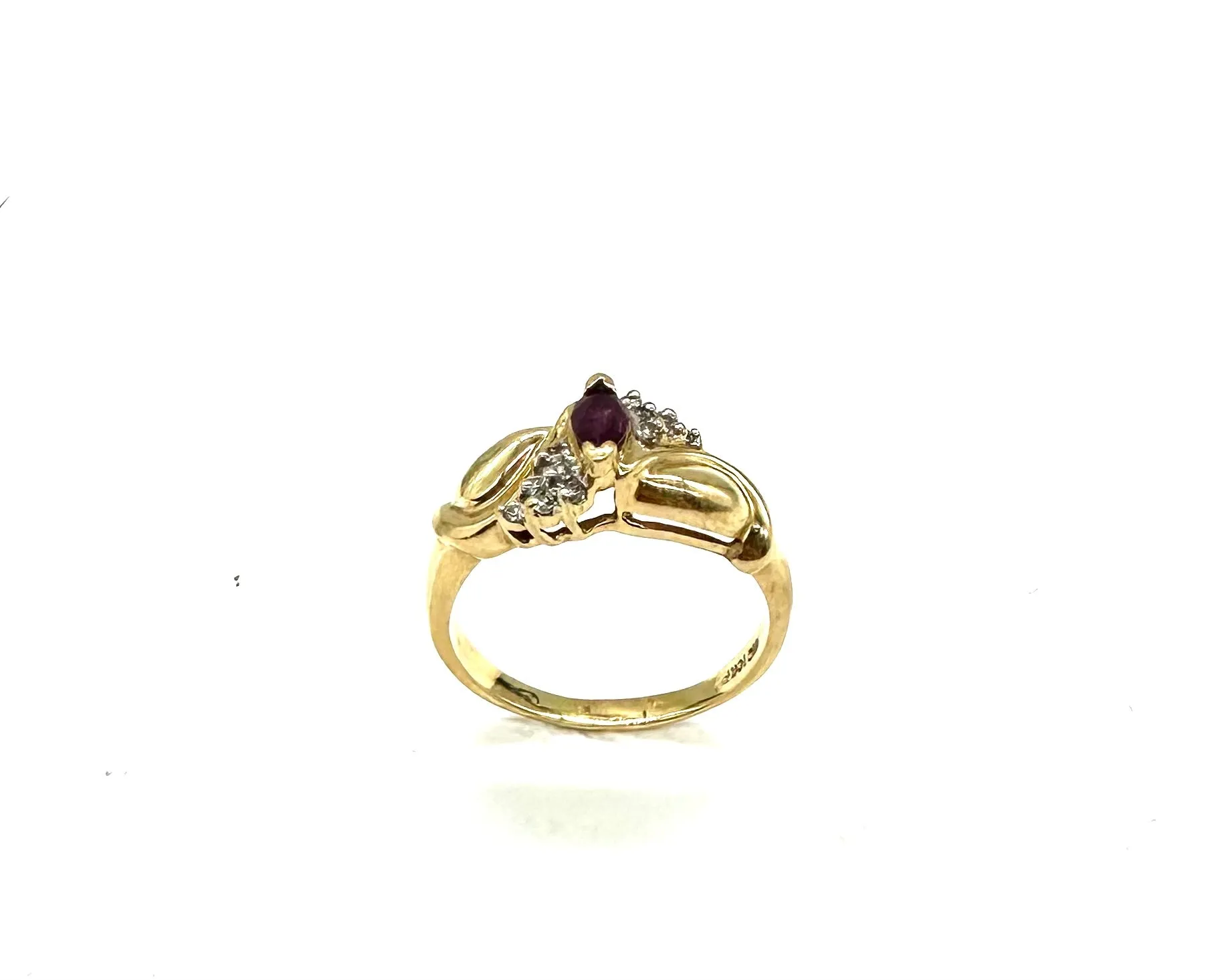 Marquise Ruby & Diamond Accent Cluster RIng