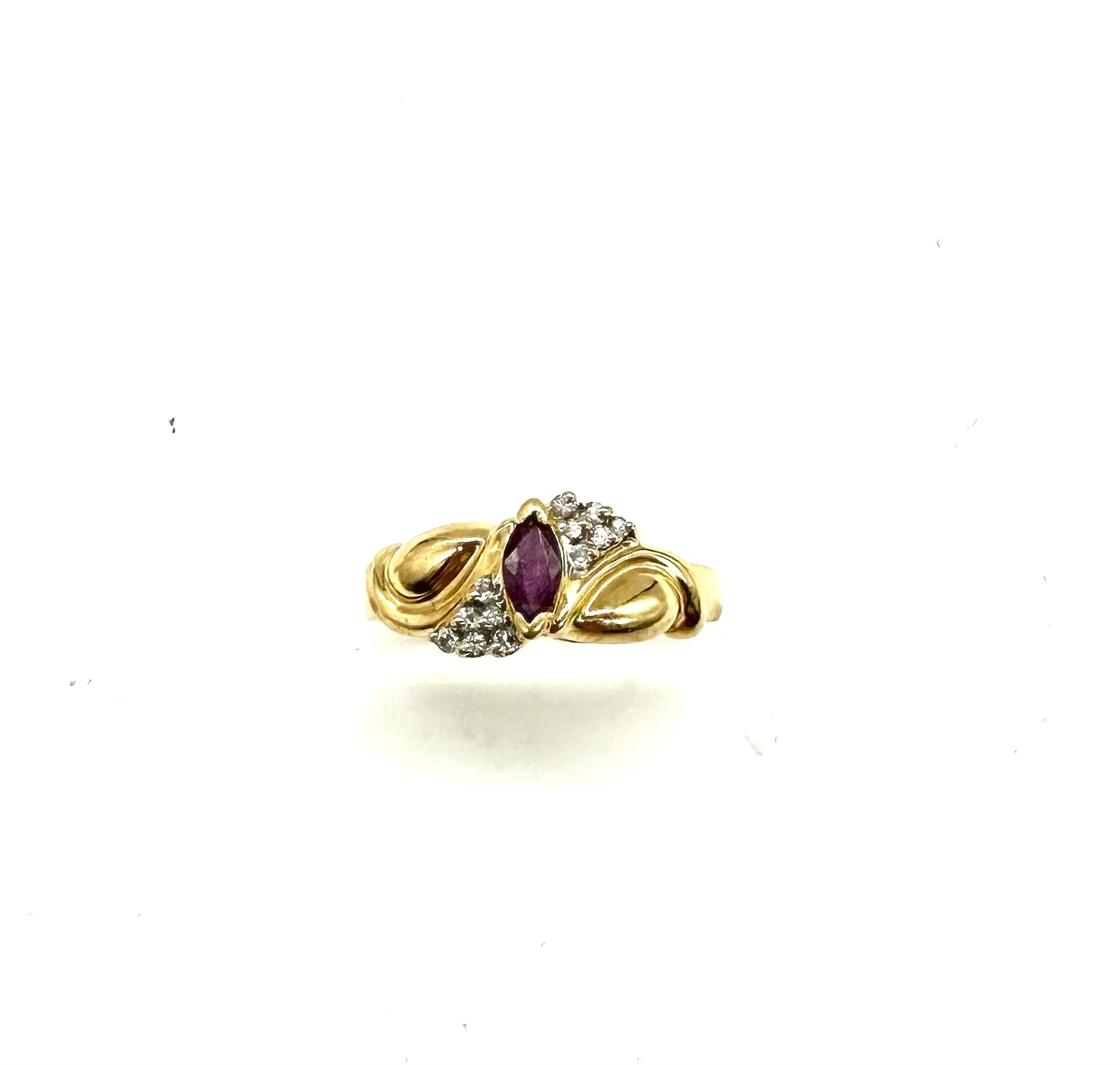 Marquise Ruby & Diamond Accent Cluster RIng