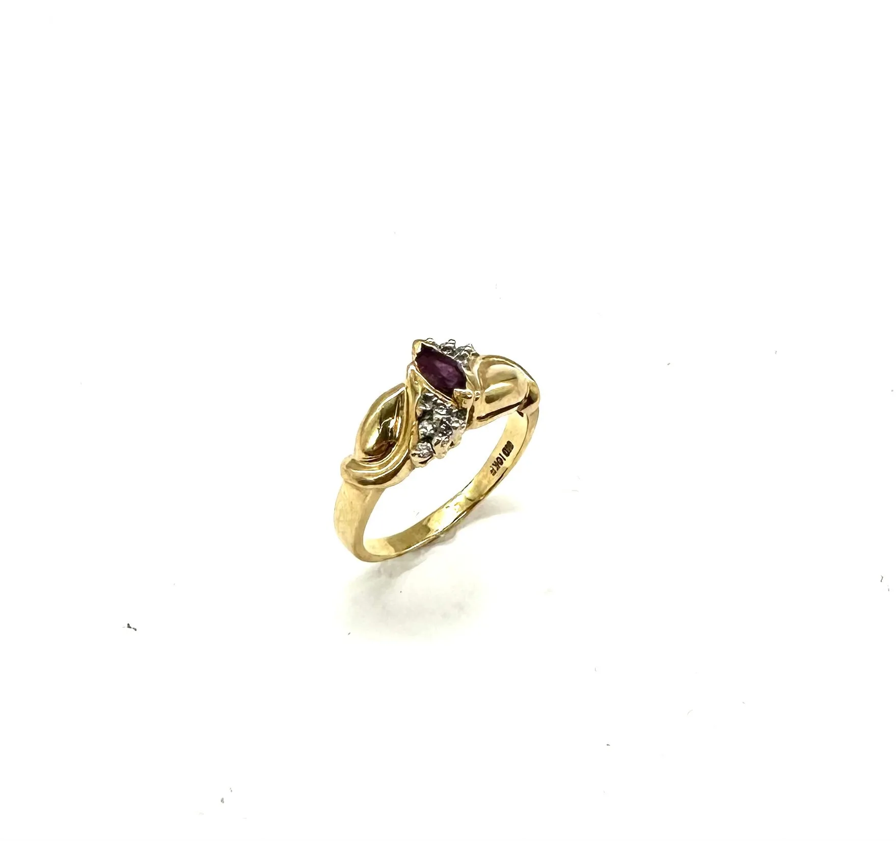 Marquise Ruby & Diamond Accent Cluster RIng