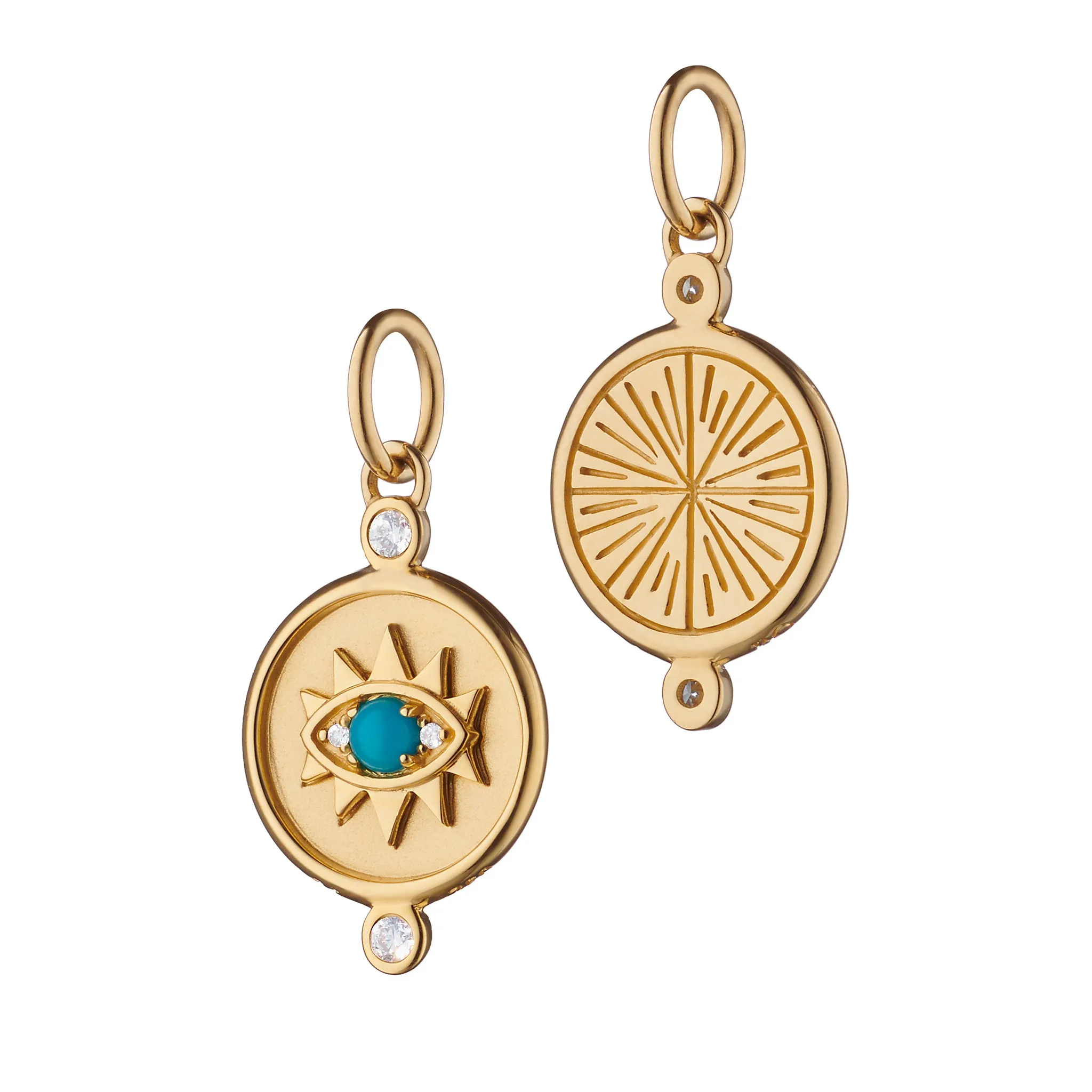 Mini "Protect" Evil Eye 18K Gold Charm