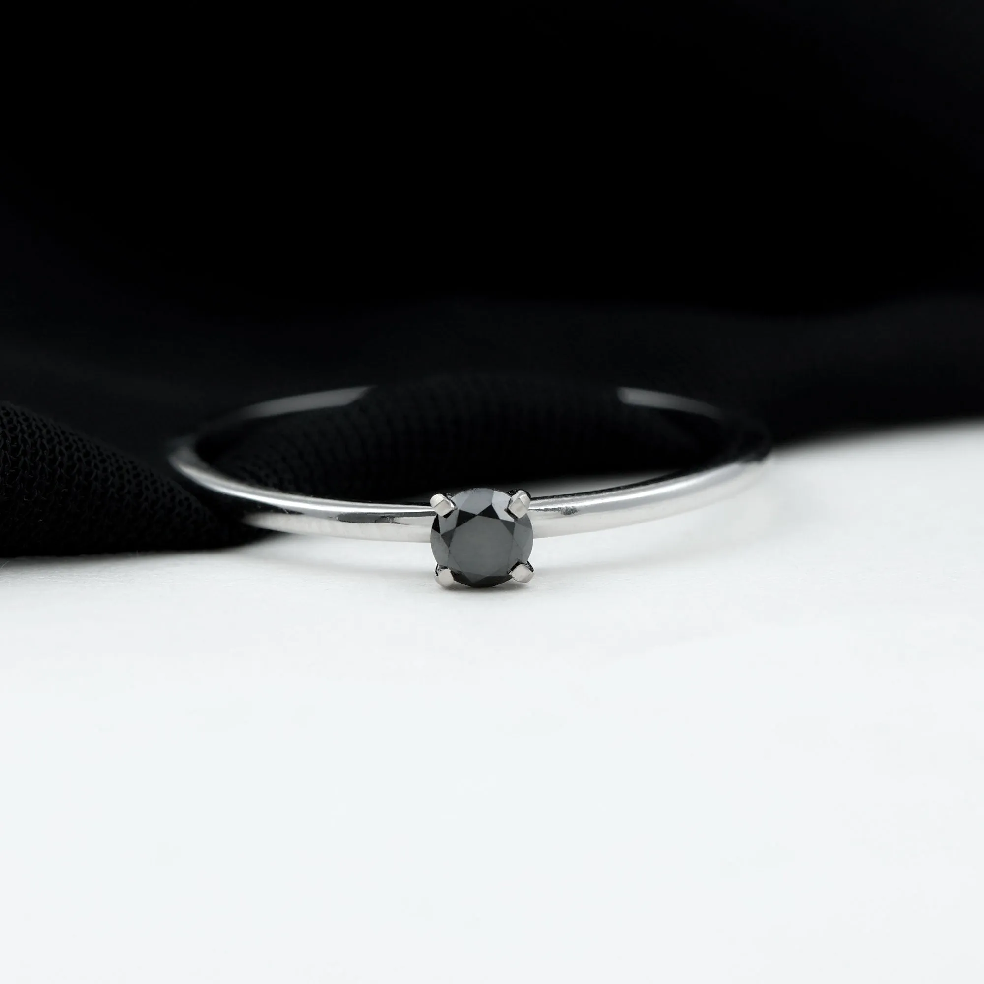 Minimal Black Onyx Solitaire Promise Ring