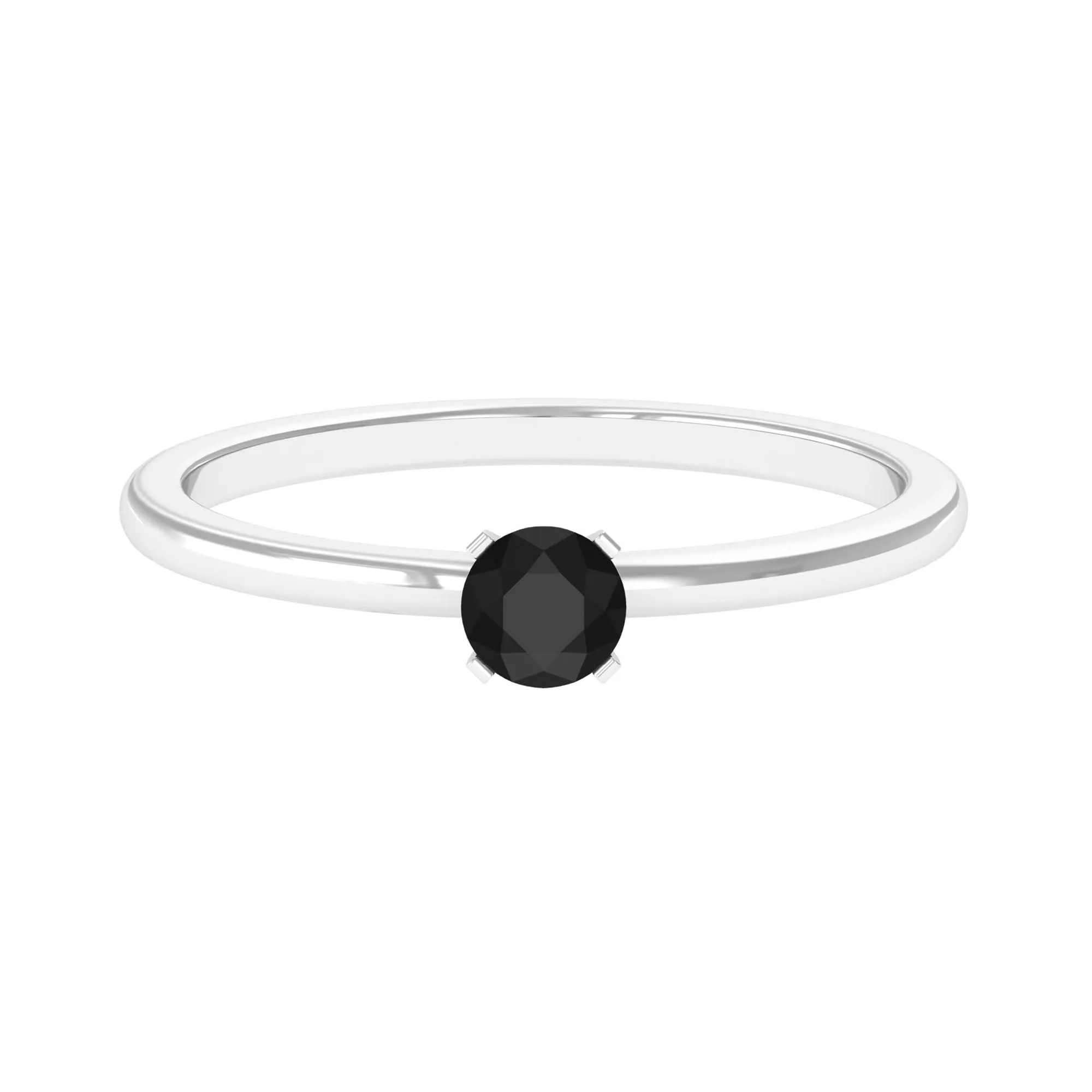 Minimal Black Onyx Solitaire Promise Ring