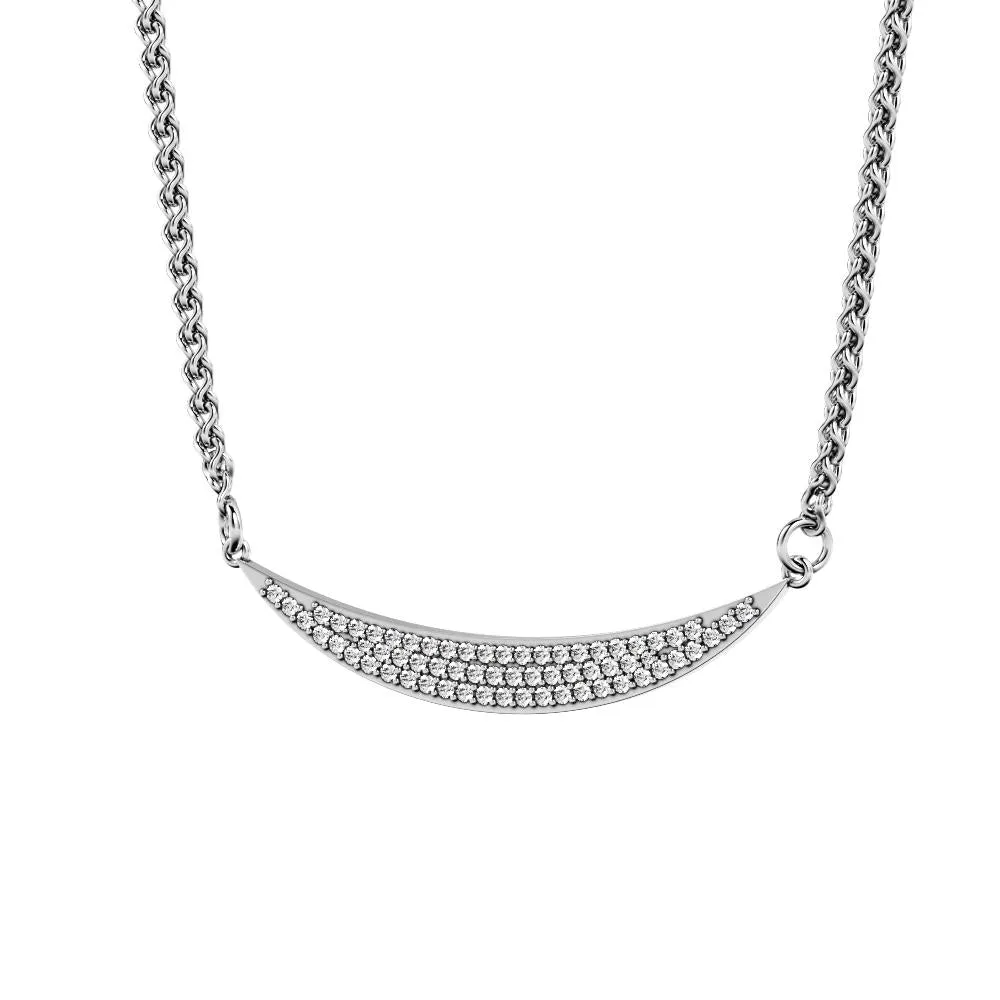 Moonbows Natural Diamond Pav'e Pendant with a White Necklace