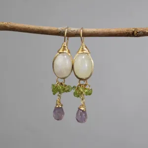 Moonstone Peridot Amethyst Ronit Earrings