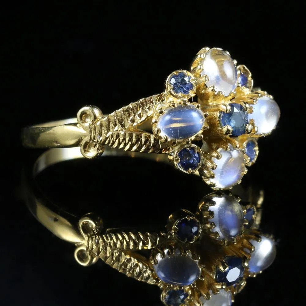 Moonstone Sapphire Gold Silver Ring