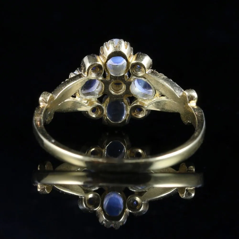 Moonstone Sapphire Gold Silver Ring