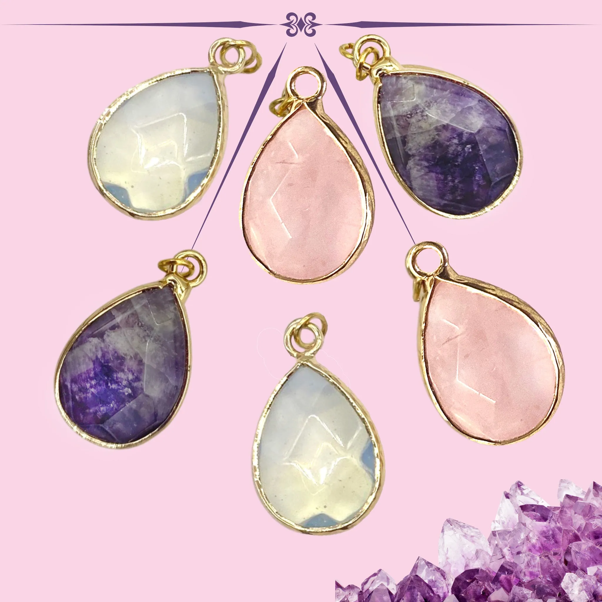 Natural Crystal Drop Charms