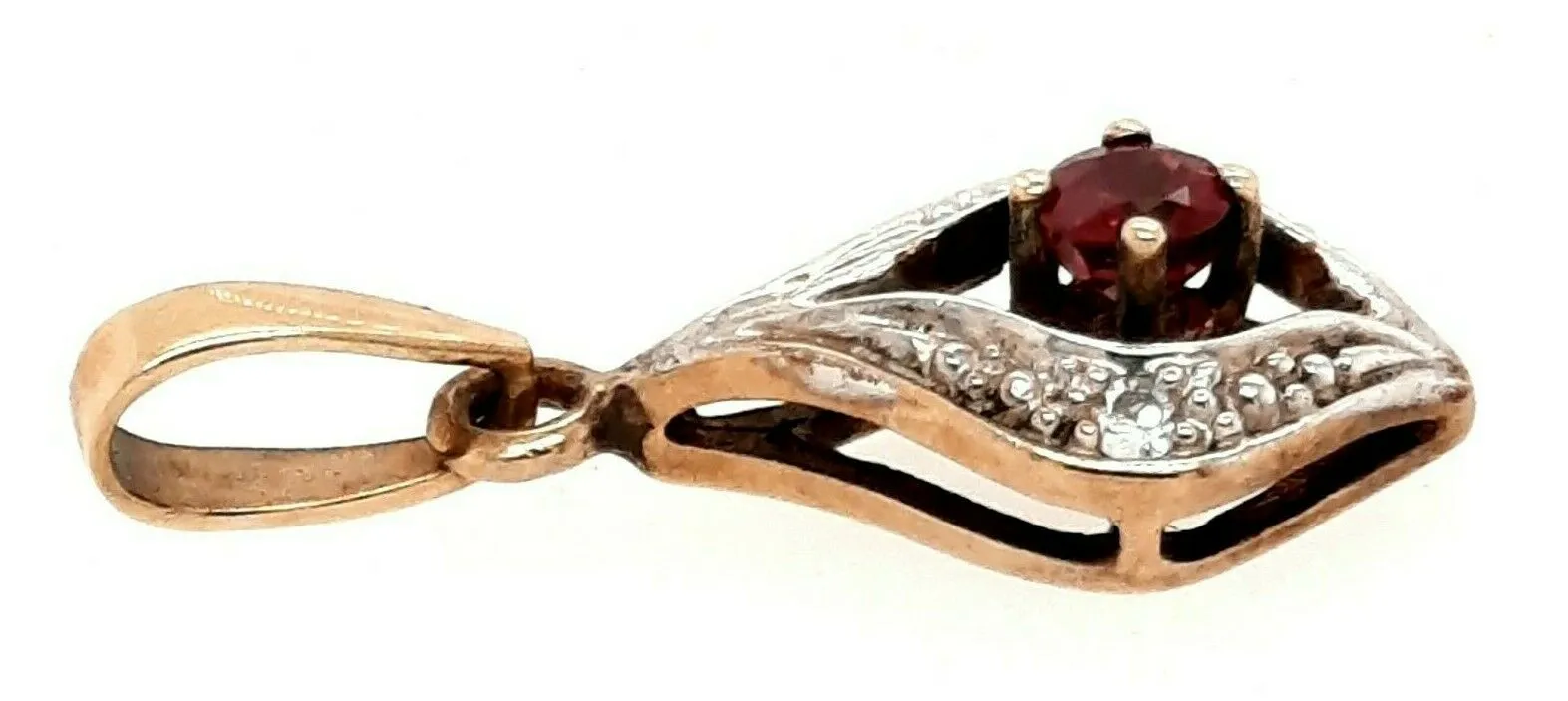 Natural Ruby & Diamond 9ct Yellow Gold Pendant Fine Gemstone Jewellery