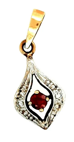 Natural Ruby & Diamond 9ct Yellow Gold Pendant Fine Gemstone Jewellery