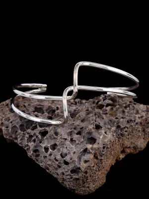 Navajo Sterling Silver Double Wave Cuff Bracelet