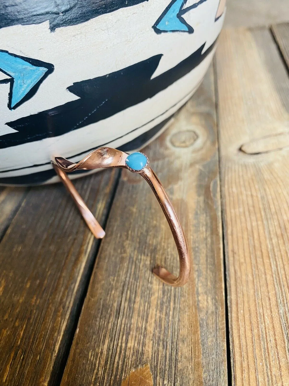 Navajo Turquoise & Copper Over Sterling Twisted Cuff Bracelet