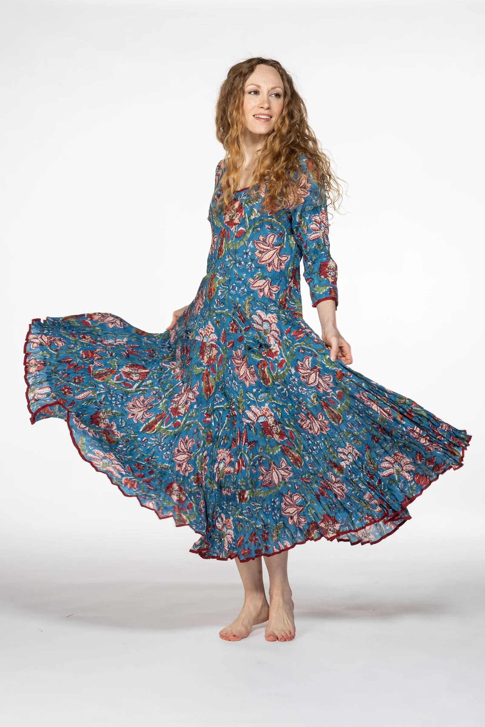 New Ruby Sun Dress Hand Block Printed Pure Cotton SS2024