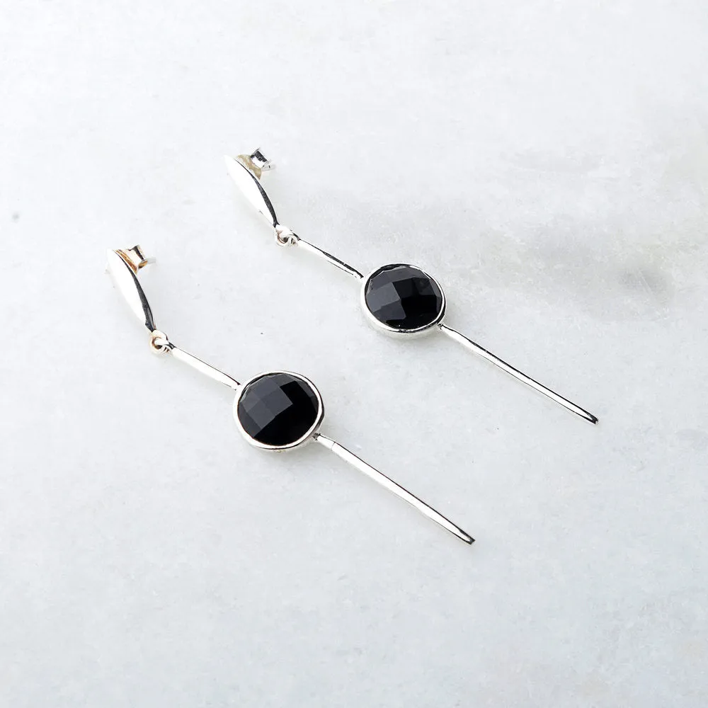 Odille Black Onyx Earrings,Sterling Silver