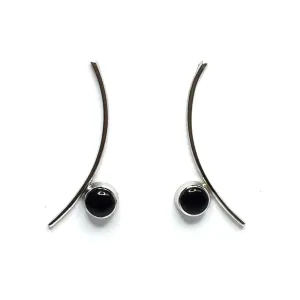 Onyx Round Inlaid Curved Bar Earrings