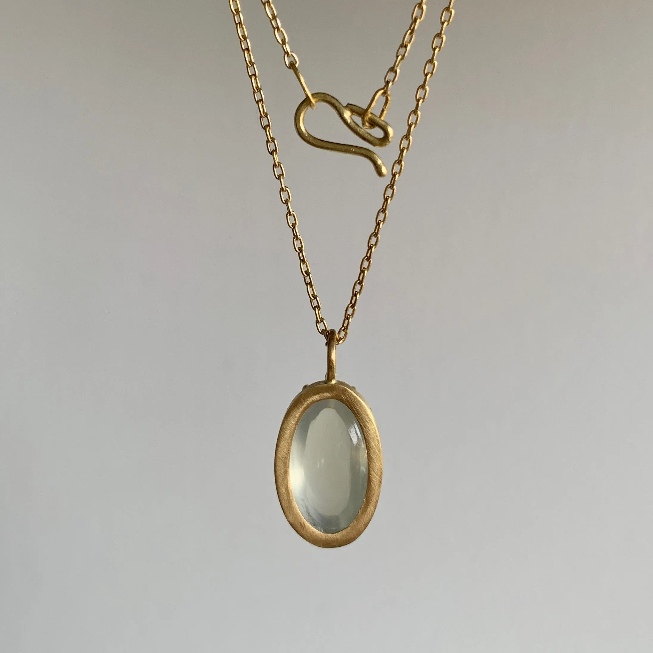 Oval Sage Moonstone Cabochon Pendant