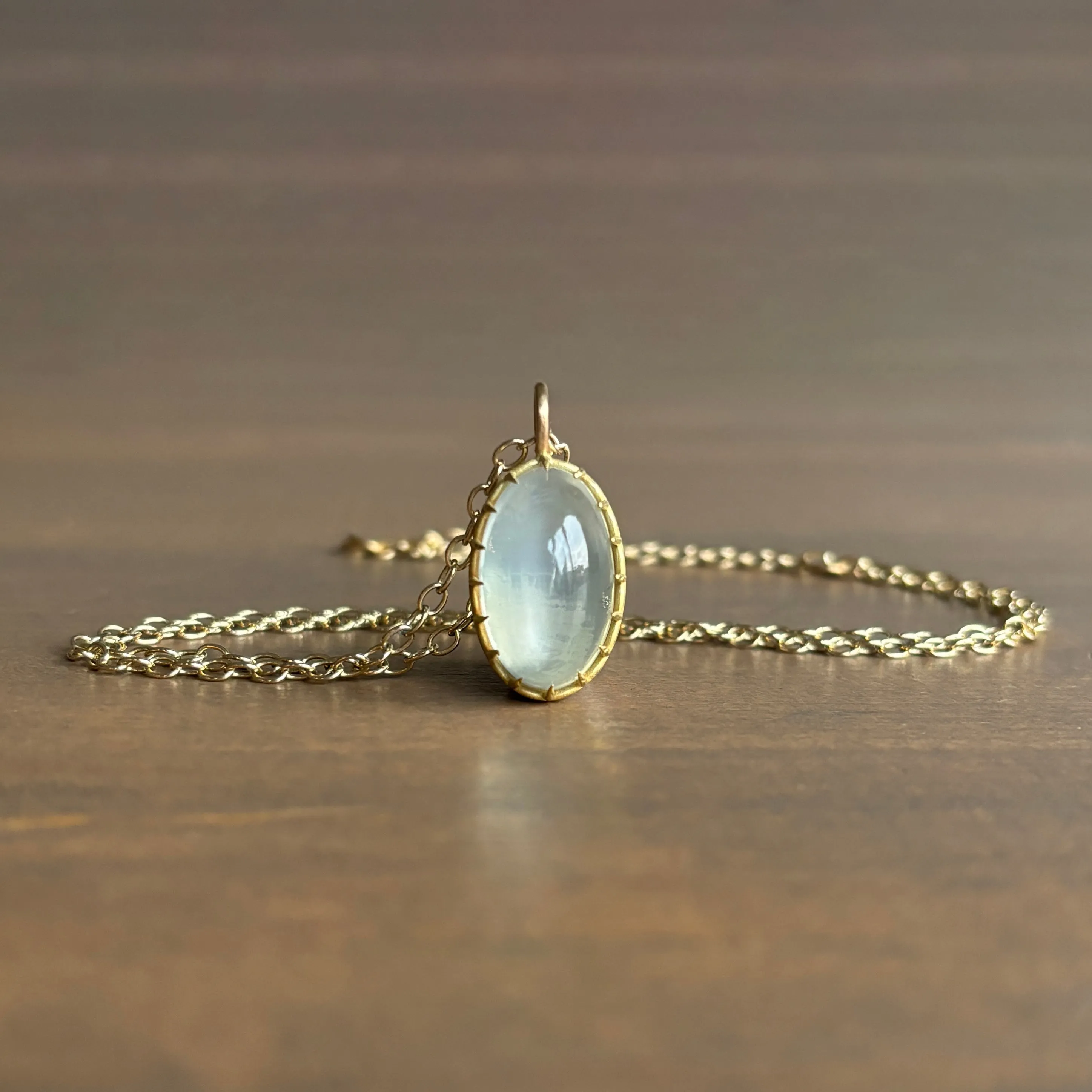 Oval Sage Moonstone Cabochon Pendant