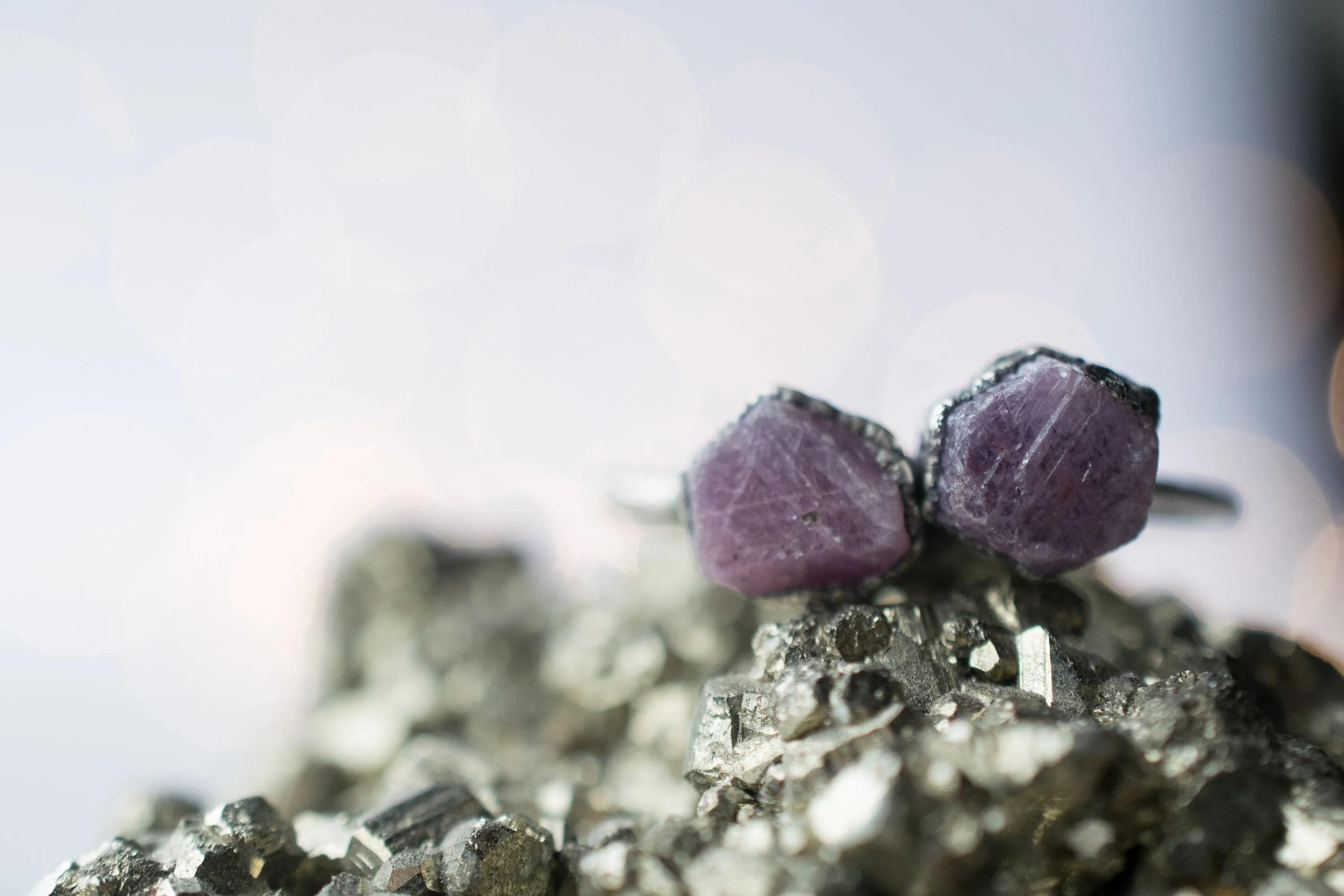 Oxidized Silver Ruby ring | Red ruby crystal ring